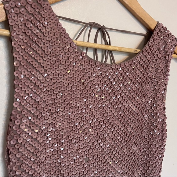 Alice + Olivia silk sequin blush mauve mini dress size 2 - Picture 2 of 10